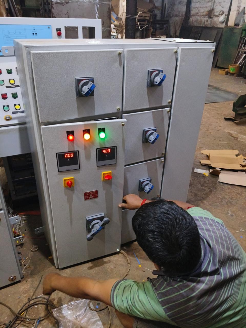 Panel under test before dispatch at the AM Electricals shopfloor